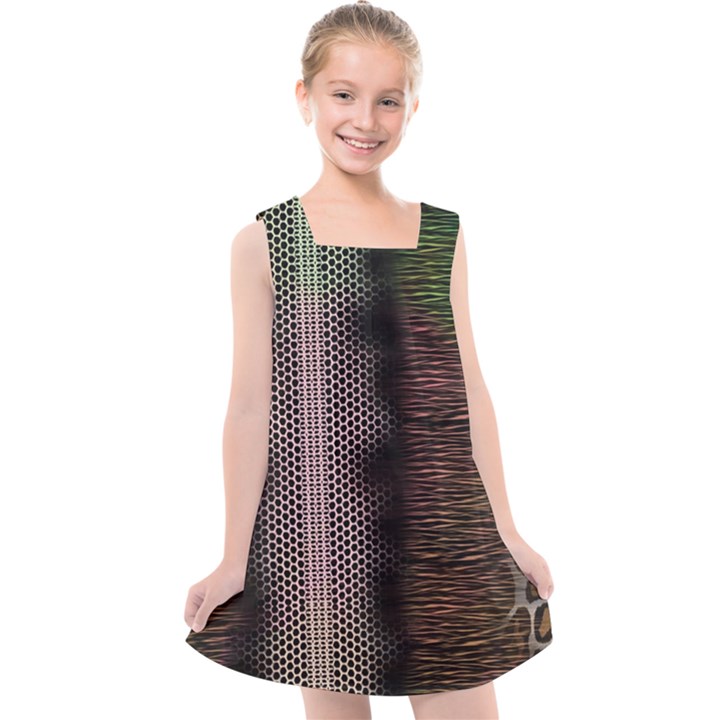 Leopard Animal Shawl Honeycomb Kids  Cross Back Dress