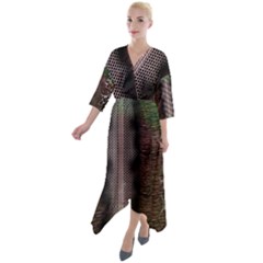 Leopard Animal Shawl Honeycomb Quarter Sleeve Wrap Front Maxi Dress by Vaneshop