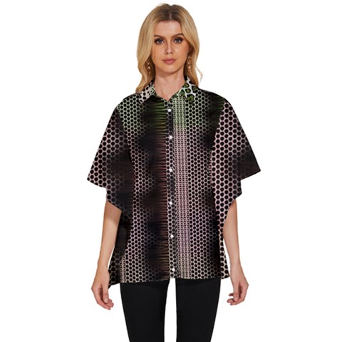 Leopard Animal Shawl Honeycomb Women s Batwing Button Up Shirt by Vaneshop