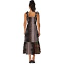 Leopard Animal Shawl Honeycomb Tie-Strap Tiered Midi Chiffon Dress View4