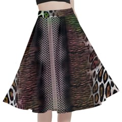 Leopard Animal Shawl Honeycomb A-line Full Circle Midi Skirt With Pocket