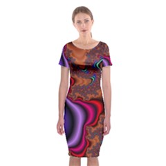 Colorful Piece Abstract Classic Short Sleeve Midi Dress