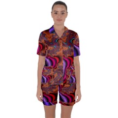 Colorful Piece Abstract Satin Short Sleeve Pajamas Set by Vaneshop