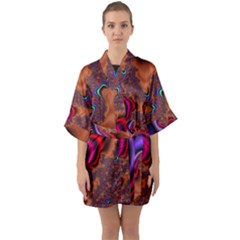 Colorful Piece Abstract Half Sleeve Satin Kimono  by Vaneshop