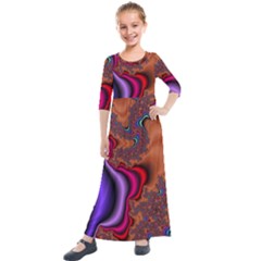 Colorful Piece Abstract Kids  Quarter Sleeve Maxi Dress by Vaneshop