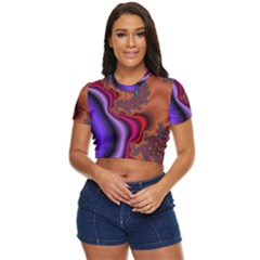 Colorful Piece Abstract Side Button Cropped Tee by Vaneshop