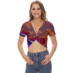 Colorful Piece Abstract Twist Front Crop Top