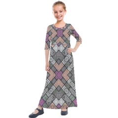 Mandala Decoration Floral Flower Kids  Quarter Sleeve Maxi Dress by Vaneshop