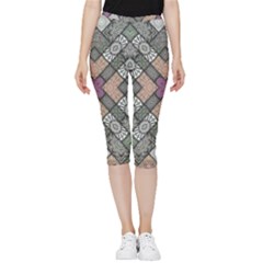 Mandala Decoration Floral Flower Inside Out Lightweight Velour Capri Leggings  by Vaneshop