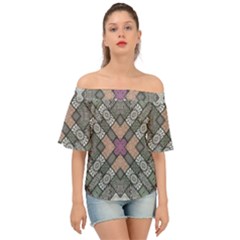 Mandala Decoration Floral Flower Off Shoulder Short Sleeve Top by Vaneshop