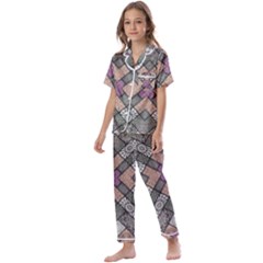 Mandala Decoration Floral Flower Kids  Satin Short Sleeve Pajamas Set by Vaneshop