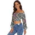 Mandala Decoration Floral Flower Long Sleeve Crinkled Weave Crop Top View2