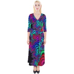 Abstract Piece Color Quarter Sleeve Wrap Maxi Dress by Vaneshop