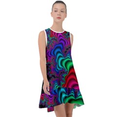 Abstract Piece Color Frill Swing Dress by Vaneshop