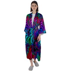 Abstract Piece Color Maxi Satin Kimono by Vaneshop