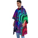 Abstract Piece Color Men s Hooded Rain Ponchos View2