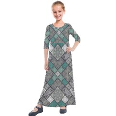 Mandala Decoration Flora Floral Flower Kids  Quarter Sleeve Maxi Dress by Vaneshop