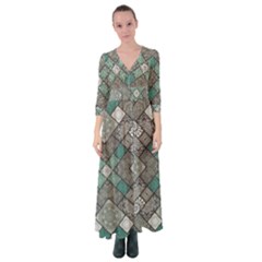 Mandala Decoration Flora Floral Flower Button Up Maxi Dress by Vaneshop