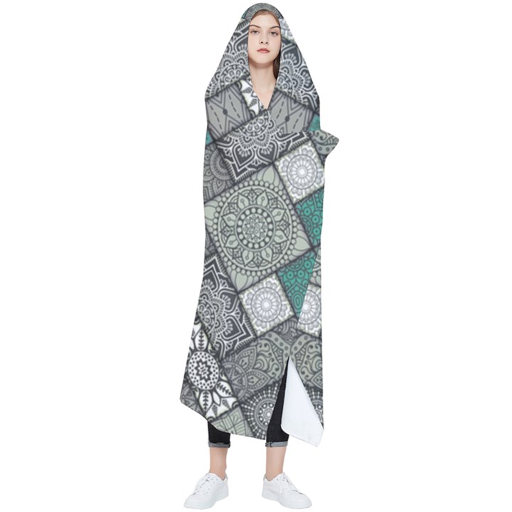 Mandala Decoration Flora Floral Flower Wearable Blanket