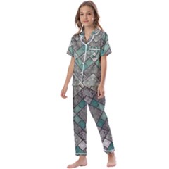 Mandala Decoration Flora Floral Flower Kids  Satin Short Sleeve Pajamas Set by Vaneshop