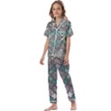 Mandala Decoration Flora Floral Flower Kids  Satin Short Sleeve Pajamas Set View1