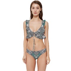 Mandala Decoration Flora Floral Flower Low Cut Ruffle Edge Bikini Set by Vaneshop