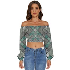 Mandala Decoration Flora Floral Flower Long Sleeve Crinkled Weave Crop Top by Vaneshop