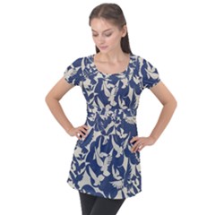 Bird Animal Animal Background Puff Sleeve Tunic Top by Vaneshop