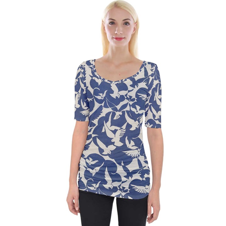 Bird Animal Animal Background Wide Neckline Tee