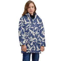 Bird Animal Animal Background Kids  Hooded Longline Puffer Jacket by Vaneshop