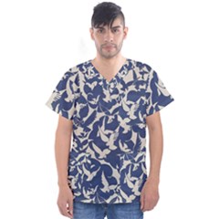 Bird Animal Animal Background Men s V-neck Scrub Top