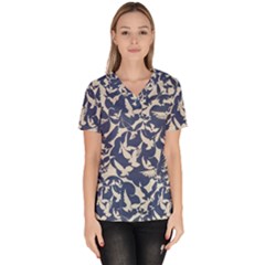 Bird Animal Animal Background Women s V-neck Scrub Top by Vaneshop