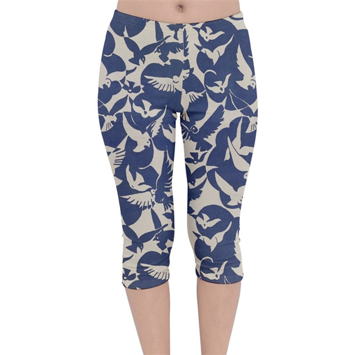 Bird Animal Animal Background Velvet Capri Leggings 