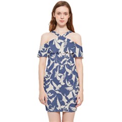 Bird Animal Animal Background Shoulder Frill Bodycon Summer Dress by Vaneshop