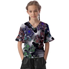 Piece Graphic Kids  V-neck Horn Sleeve Blouse by Vaneshop