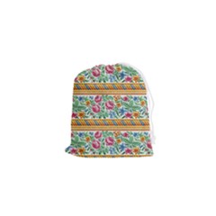 Flower Fabric Design Drawstring Pouch (xs)