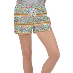 Flower Fabric Design Women s Velour Lounge Shorts by Vaneshop