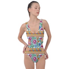 Flower Fabric Design Side Cut Out Swimsuit by Vaneshop