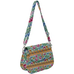 Flower Fabric Design Saddle Handbag