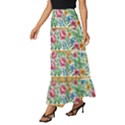 Flower Fabric Design Tiered Ruffle Maxi Skirt View2