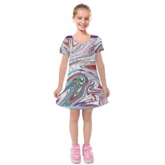 Abstract Background Ornamental Kids  Short Sleeve Velvet Dress by Vaneshop