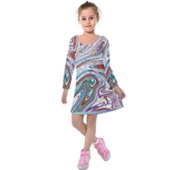 Abstract Background Ornamental Kids  Long Sleeve Velvet Dress by Vaneshop