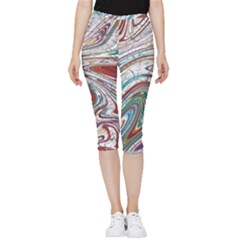 Abstract Background Ornamental Inside Out Lightweight Velour Capri Leggings  by Vaneshop