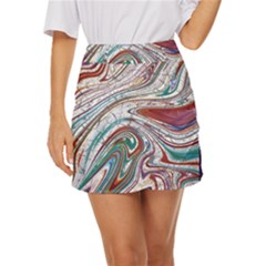 Abstract Background Ornamental Mini Front Wrap Skirt by Vaneshop