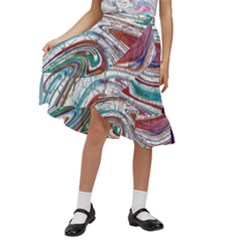 Abstract Background Ornamental Kids  Ruffle Flared Wrap Midi Skirt