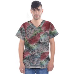 Design Pattern Scarf Gradient Men s V-neck Scrub Top