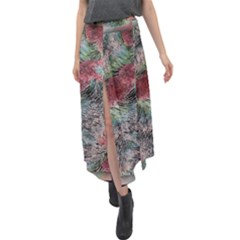 Design Pattern Scarf Gradient Velour Split Maxi Skirt by Vaneshop