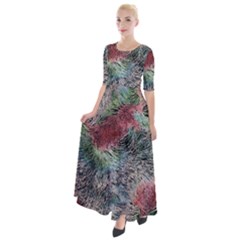 Design Pattern Scarf Gradient Half Sleeves Maxi Dress by Vaneshop