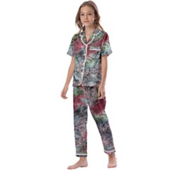 Design Pattern Scarf Gradient Kids  Satin Short Sleeve Pajamas Set by Vaneshop