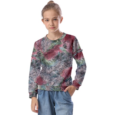 Design Pattern Scarf Gradient Kids  Long Sleeve Tee With Frill  by Vaneshop